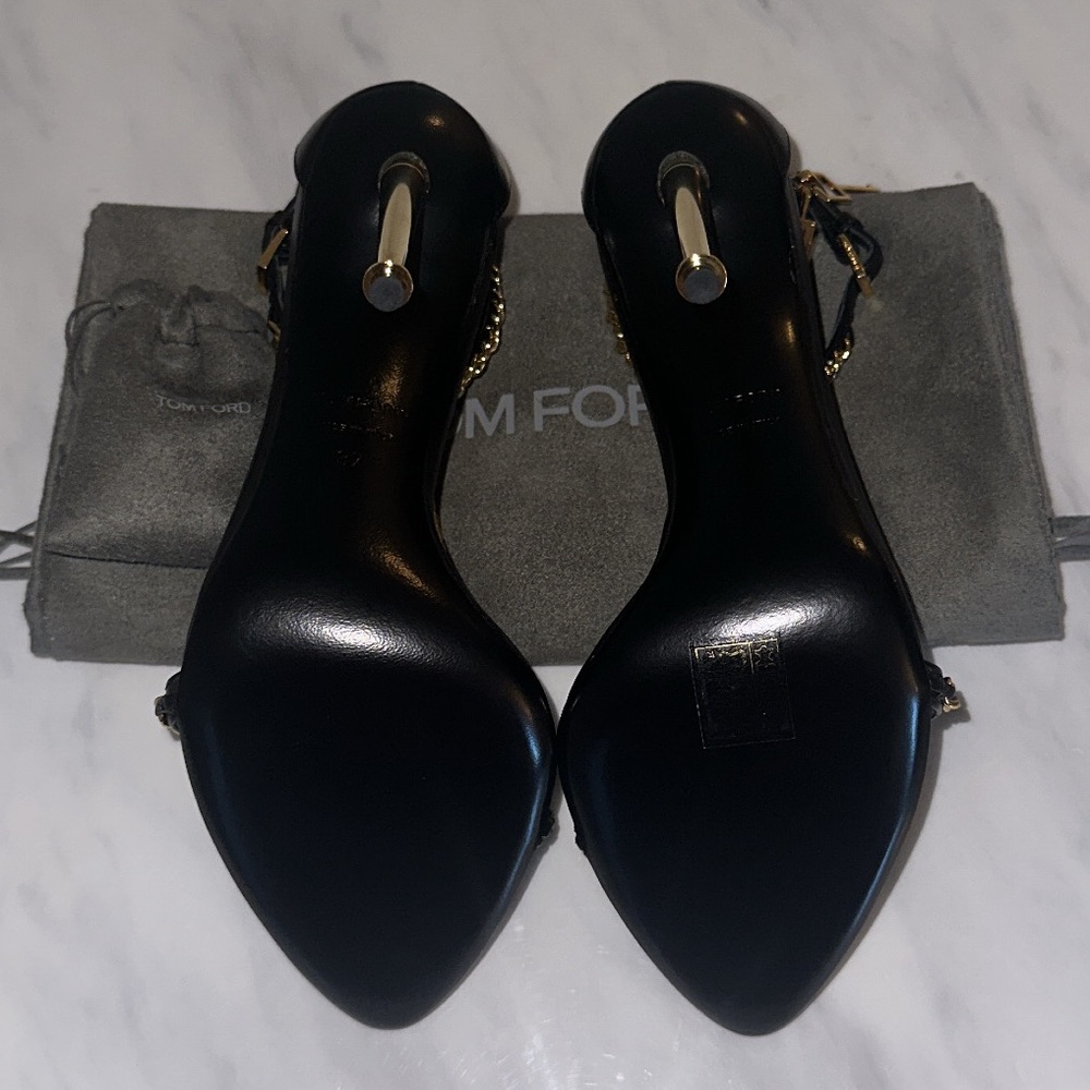 Tom Ford Black and Gold Chain Heels - Picture 7 of 16